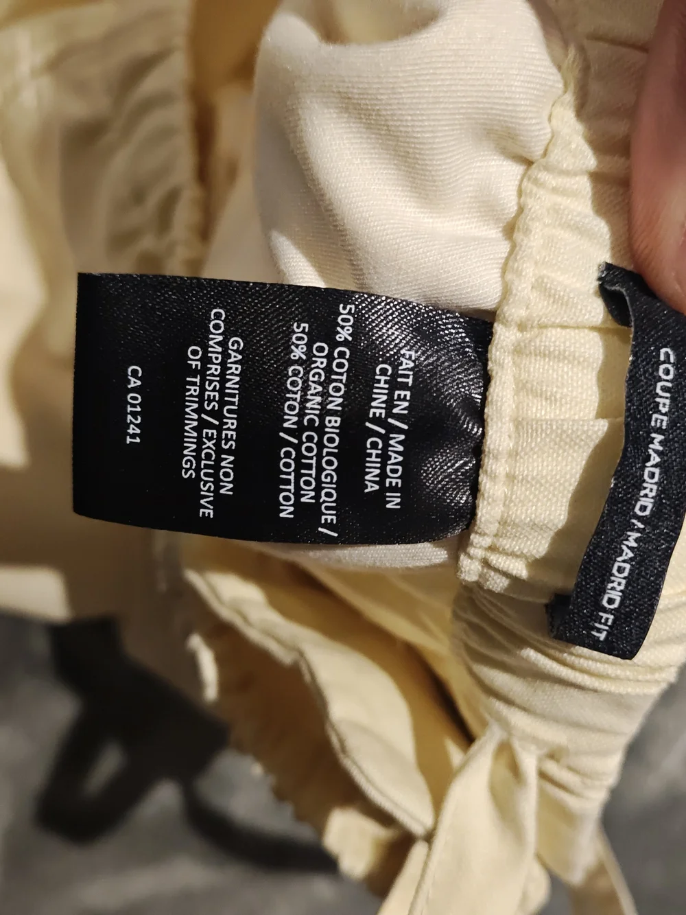 Men's Casual Drawstring Chinos in Cream M.